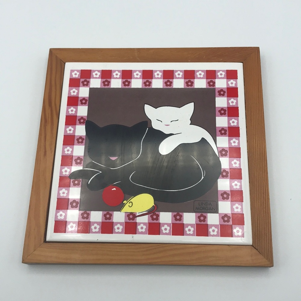 Cats Playing Linda Morgan Trivet Vintage Retro